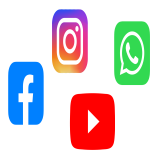 Die Logos der sozialen Netzwerke Facebook, Instagram, WhatsApp und YouTube. 
